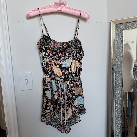 Victoria's Secret Black Floral satin romper XS - Picture 2 of 6